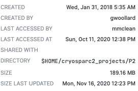 cryoSparc last accessed timestamp