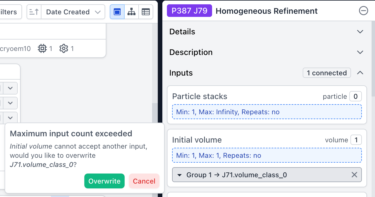 Job builder input override