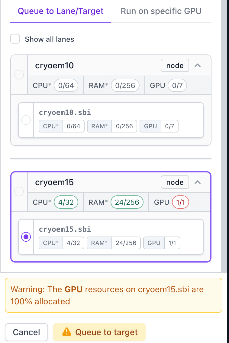 Queue resource warning