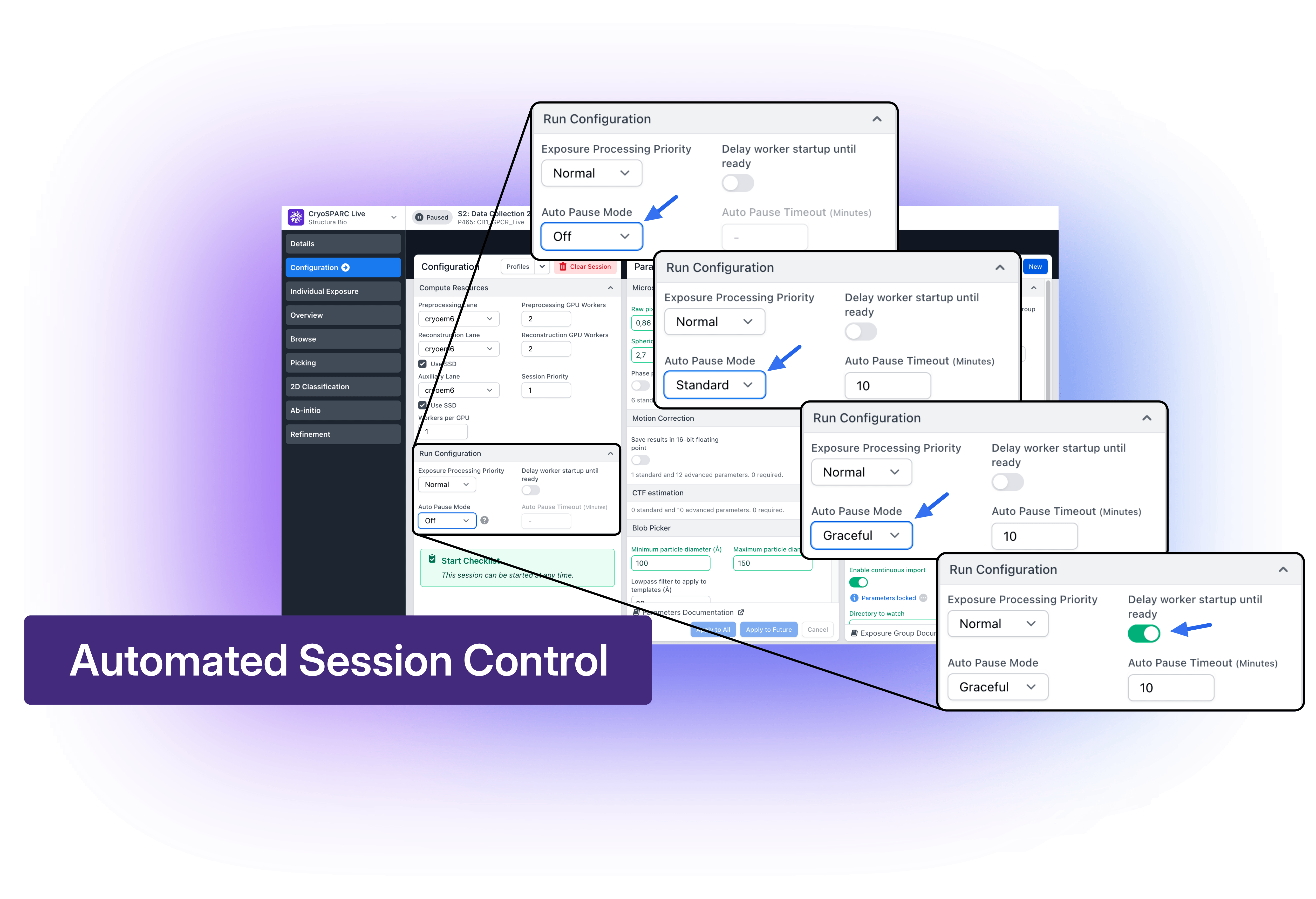 *Live processing in [CryoSPARC v5.0](https://cryosparc.com/updates/v5.0) becomes more adaptive to real-world data collection.*