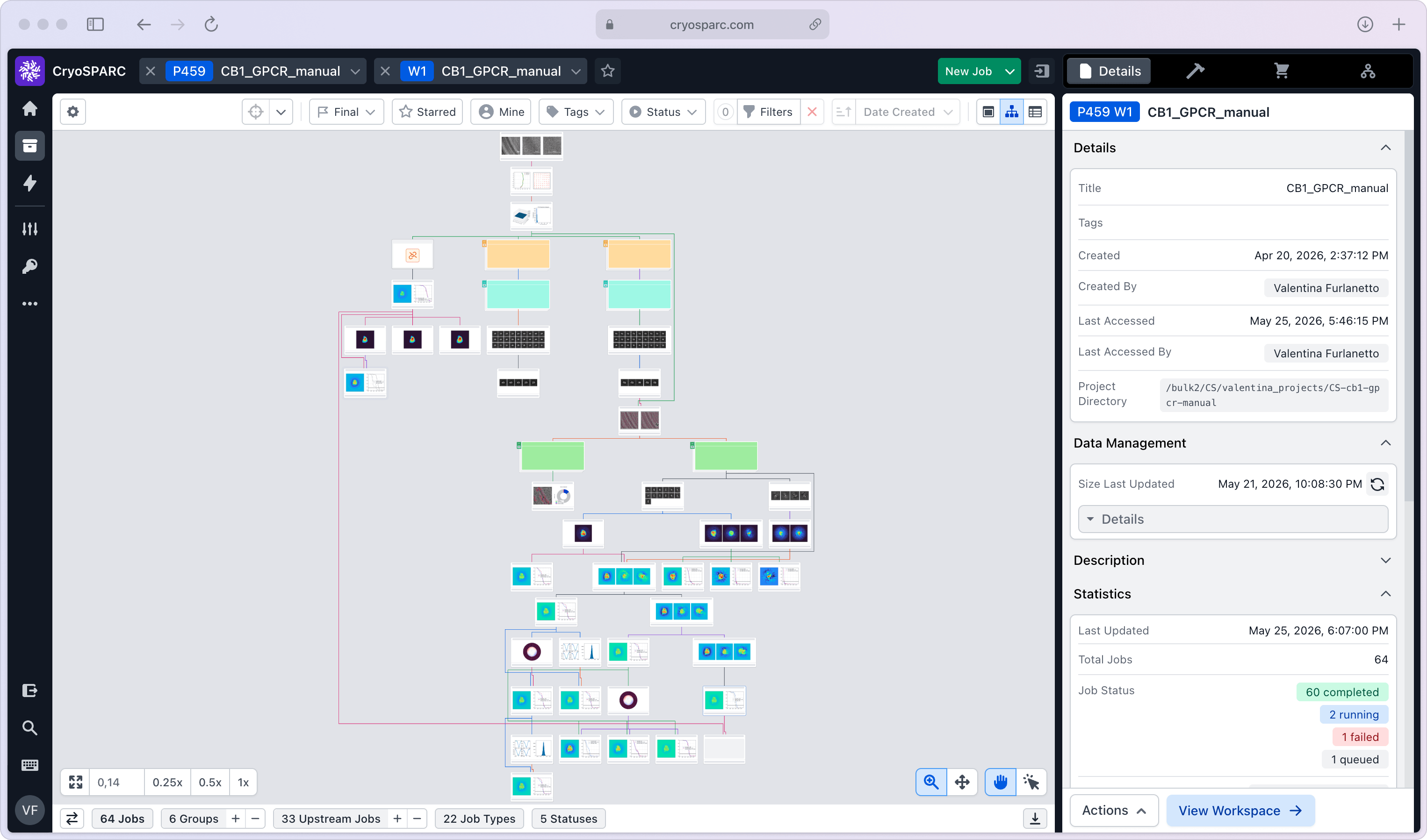 CryoSPARC user interface